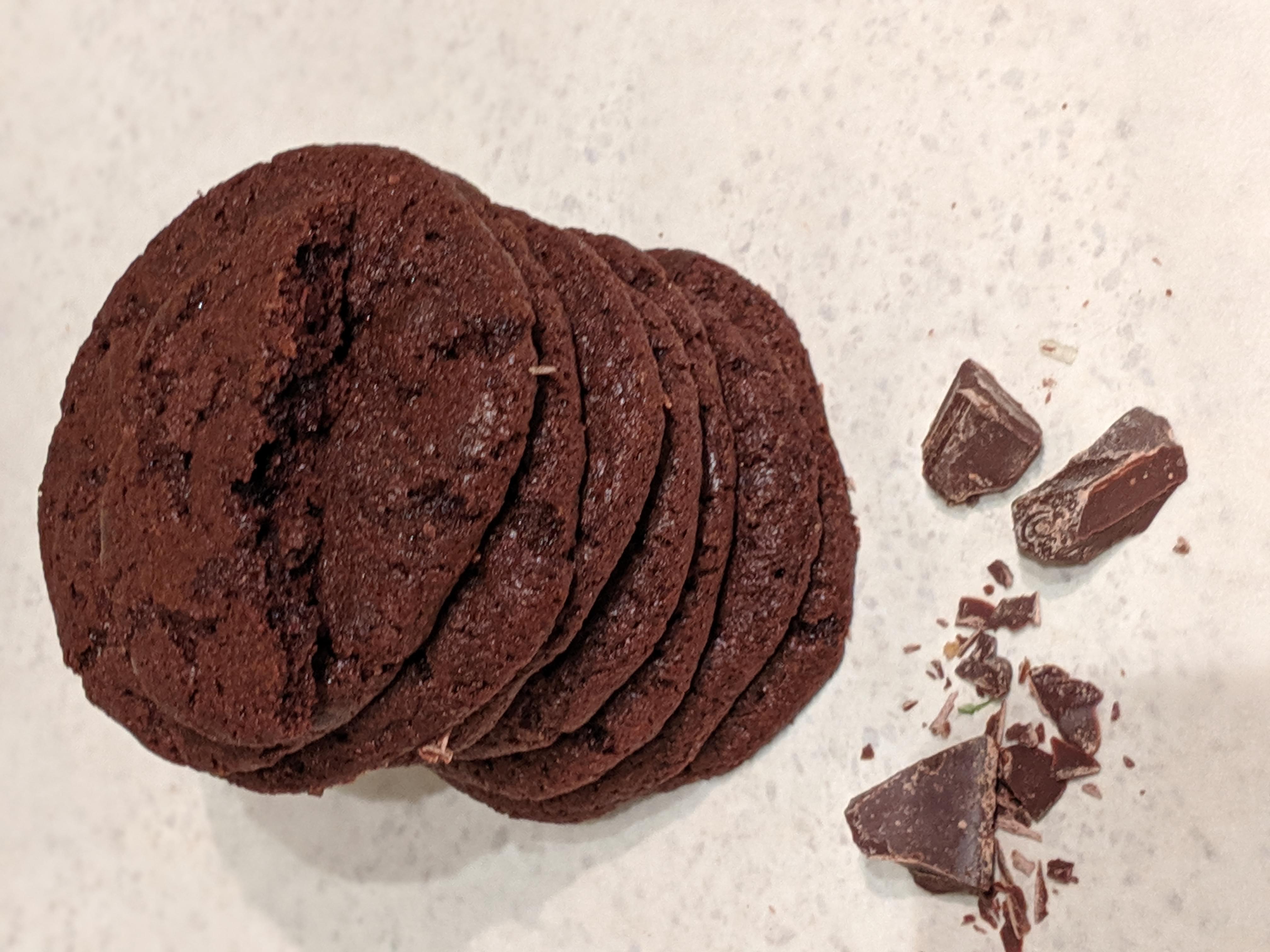 Double choc chip cookies