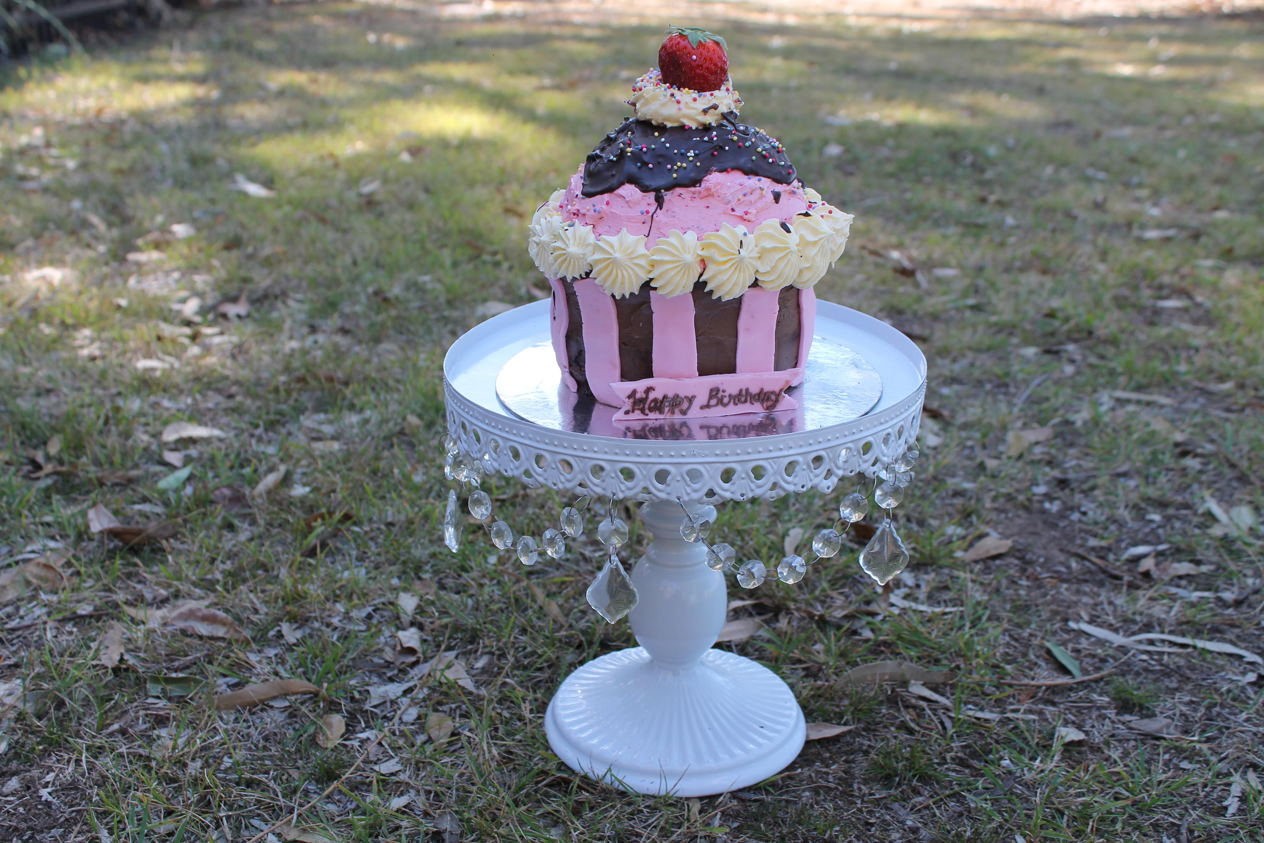 Giant Strawberry Cupcake